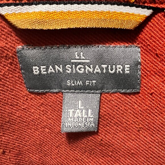 L.L.Bean Signature Men's Donegal Woven Shirt Rust Orange Slim L Tall - Picture 3 of 4